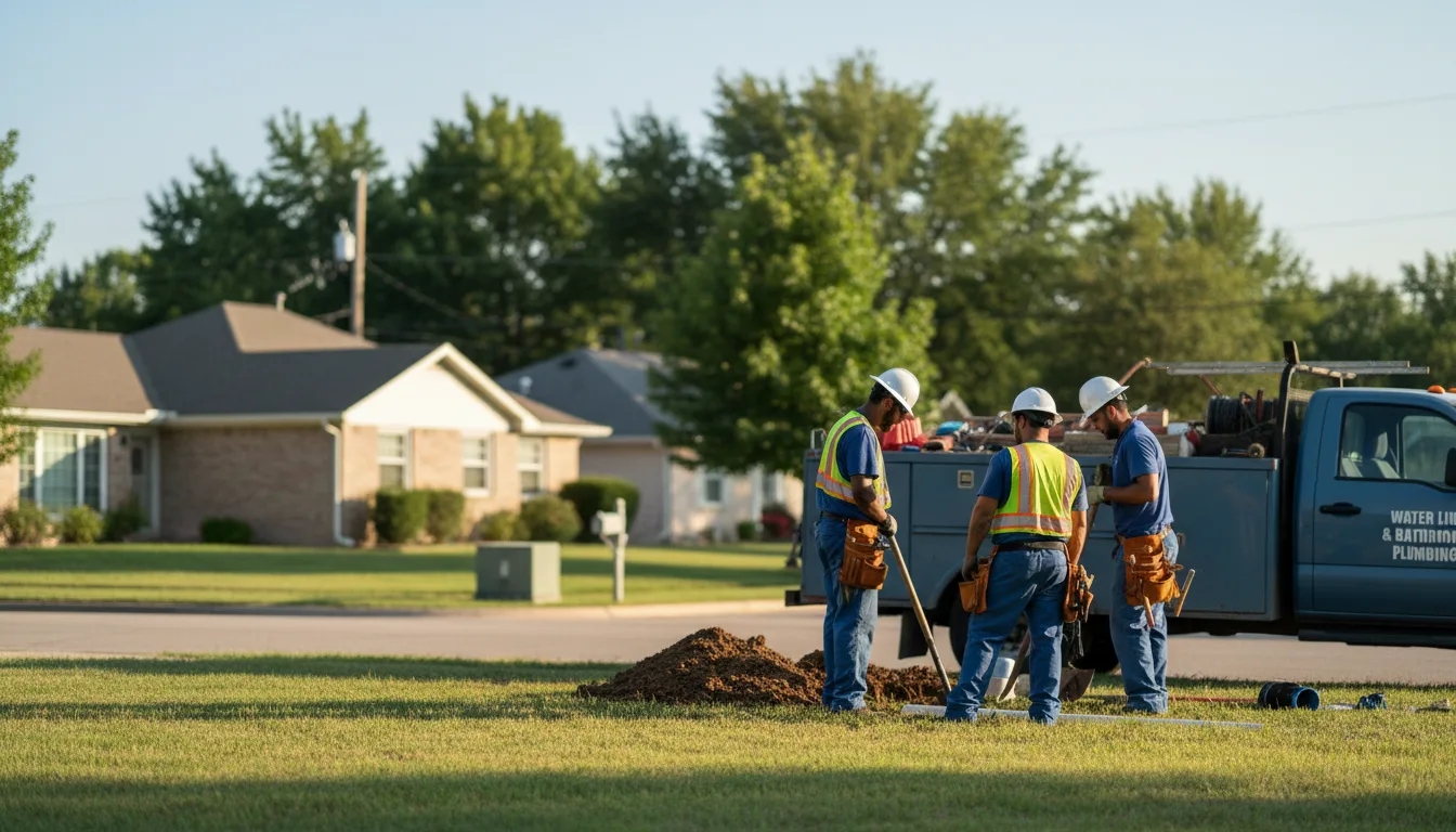 Residential water line and bathroom plumbing service in Fitchburg, MA